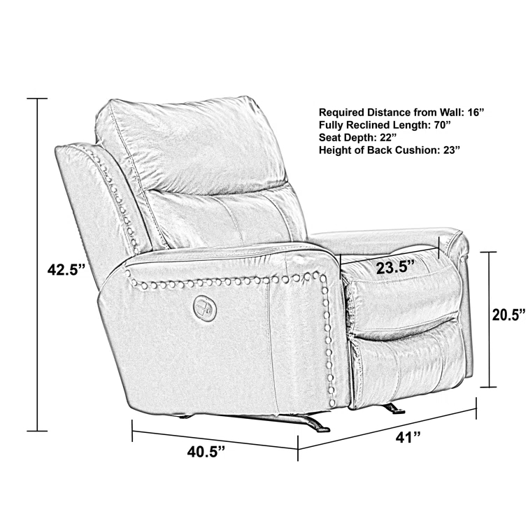 Hildi Top Grain Italian Leather Match Power Recliner with USB Charging Port