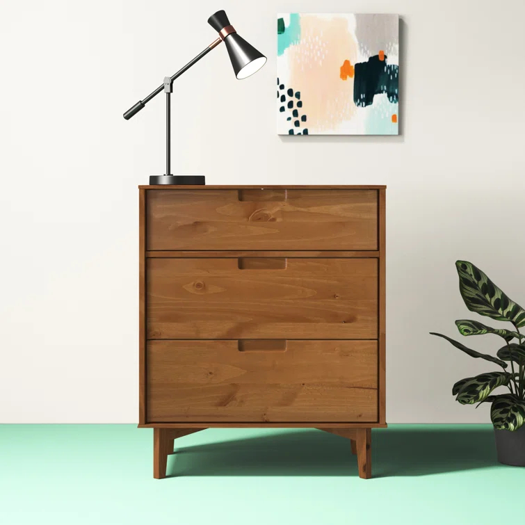 Yarber Groove 3 Drawer Solid Wood Chest
