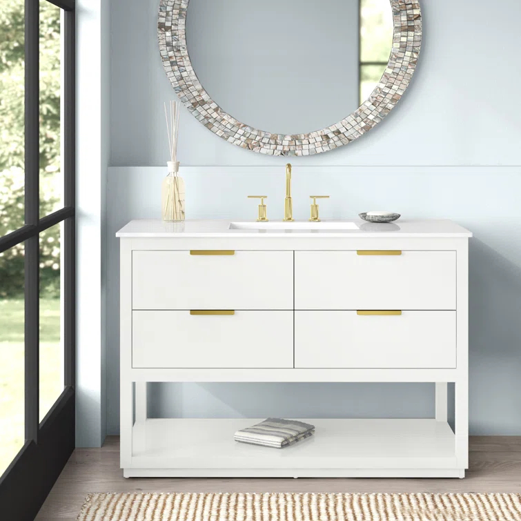 Hokku Designs Greenburg 48'' Single Bathroom Vanity with Engineered Marble Top
