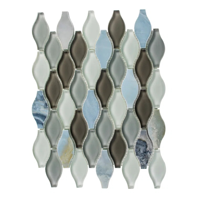 Annabelle Glass and Stone Arabesque Mosaic Kitchen Backsplash, Bathroom, Shower, Pool, Wall and Floor Tile