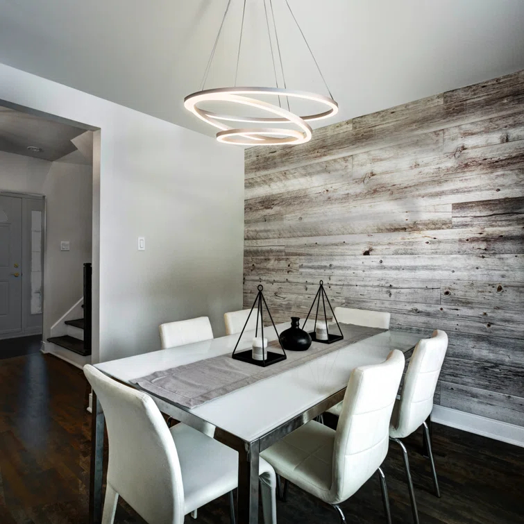 Tania Trio 32-in Integrated LED Ring Pendant Height Adjustable ETL Certified Circular Chandelier