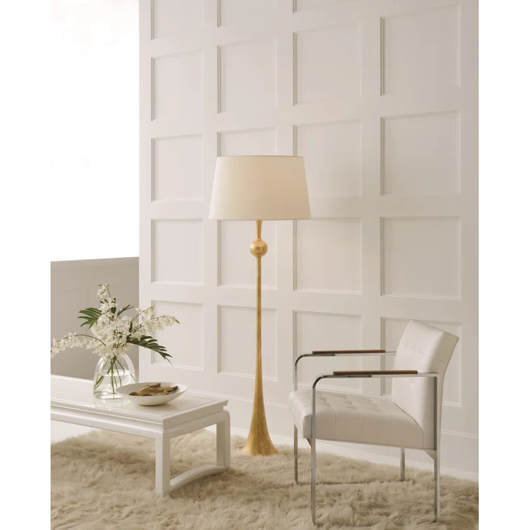 Edison Adjustable Outdoor Gold Floor Lamp with Linen Shade