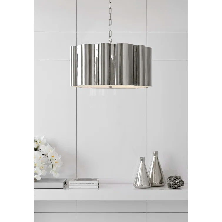 Polished Nickel Drum 4-Light Indoor Chandelier