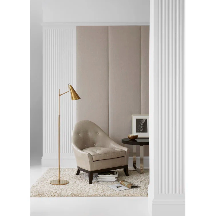 Clemente Midcentury Adjustable Floor Lamp White/Antique Brass