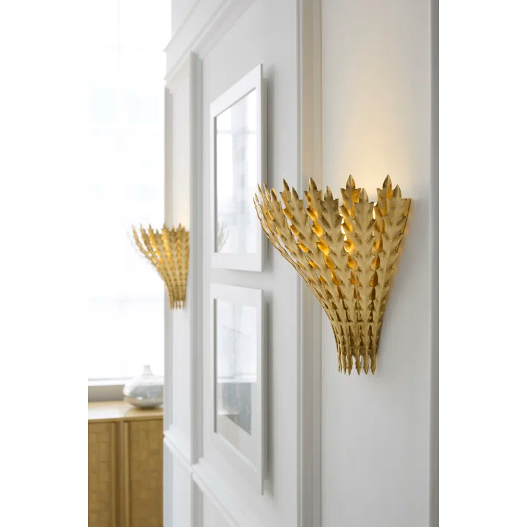 Hampton Leaf-Shaped Gild Finish Flush Mounted Sconce