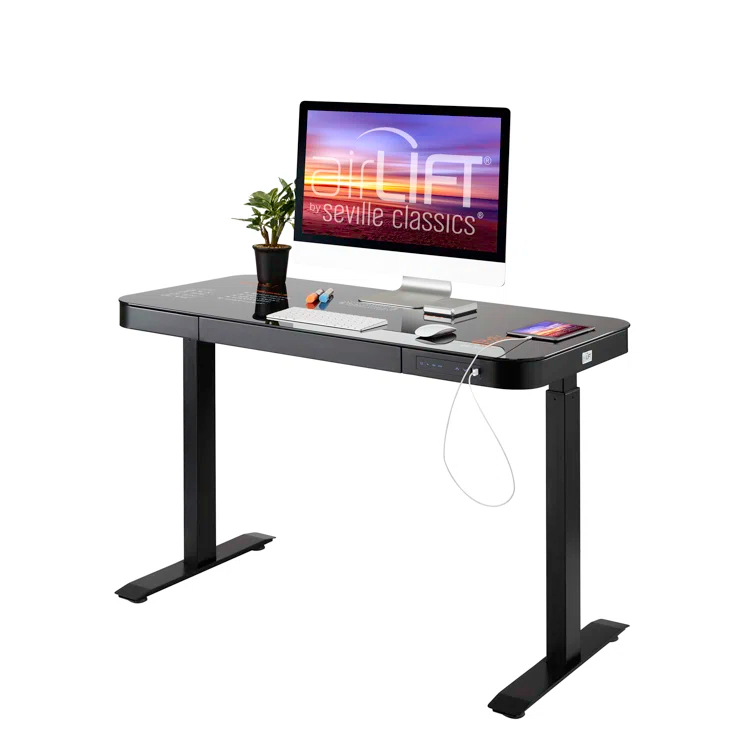 airLIFT 48" W Electric Adjustable Height Tempered Glass Desk