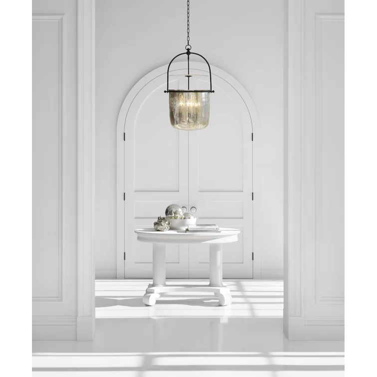 Lorford Aged Iron and Mercury Glass 4-Light Chandelier