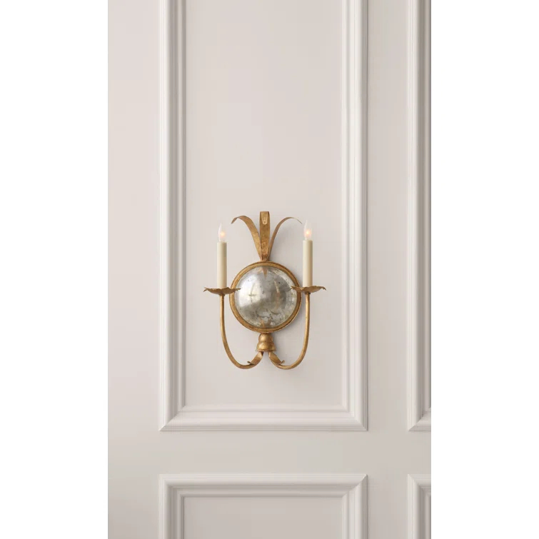 Gilded Iron 16" Double Candle Wall Sconce