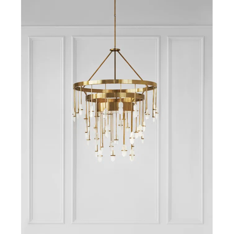 Elegant 48" Brass and Crystal 6-Light Plug-in Chandelier