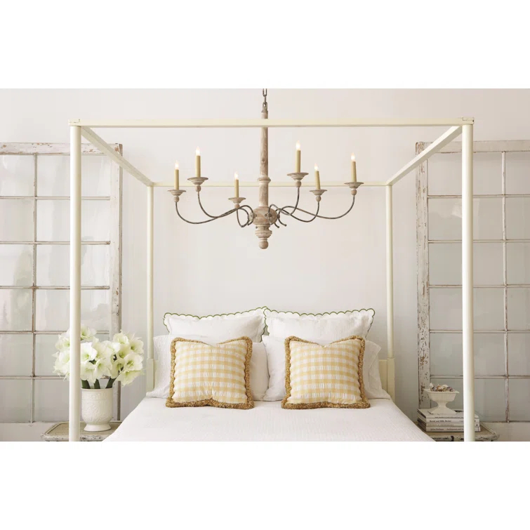 Elegant Belgian White 6-Light Crystal Candle Chandelier