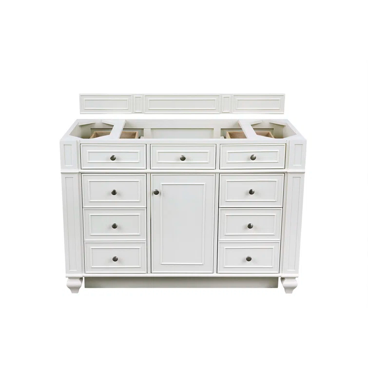 Bright White Plywood Transitional Single Vanity with Veneer Finish