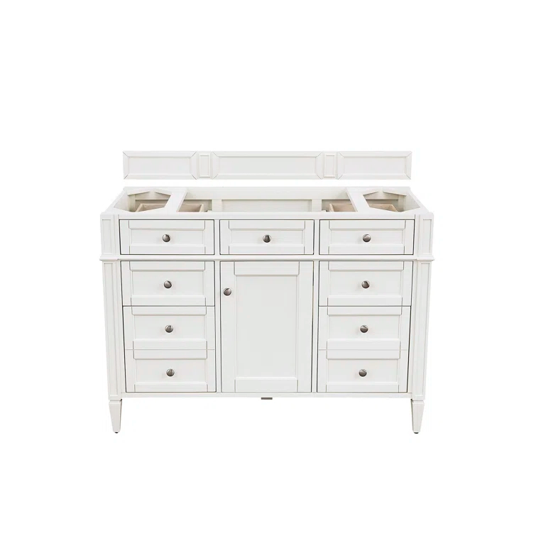 Bright White 47" Plywood Single Vanity with Satin Nickel Hardware