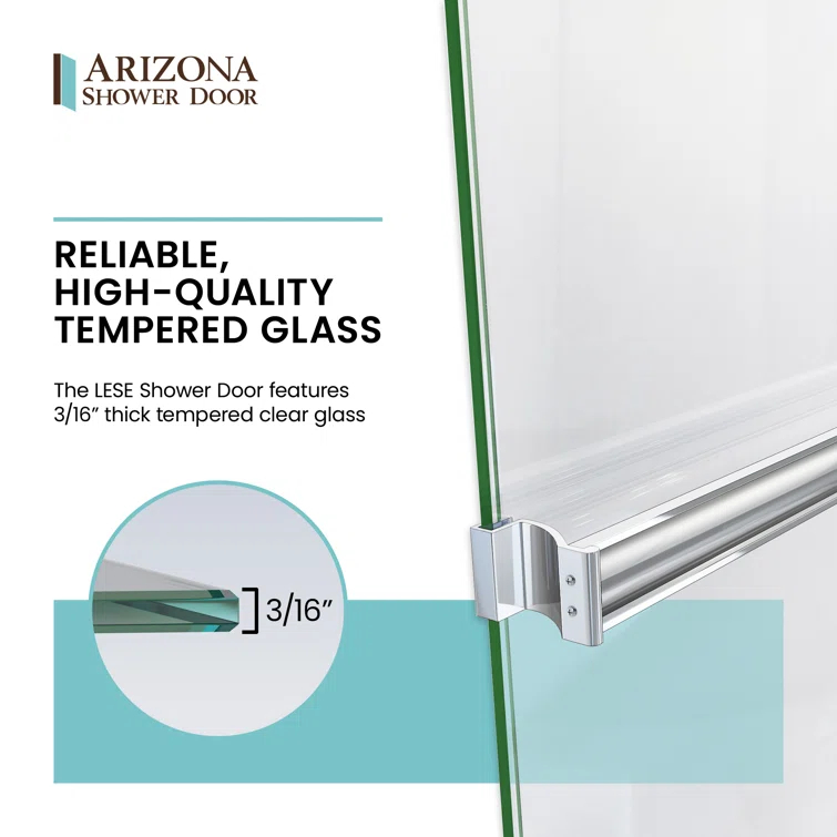 Lese 57" W x 66" H Semi-Frameless Shower Door