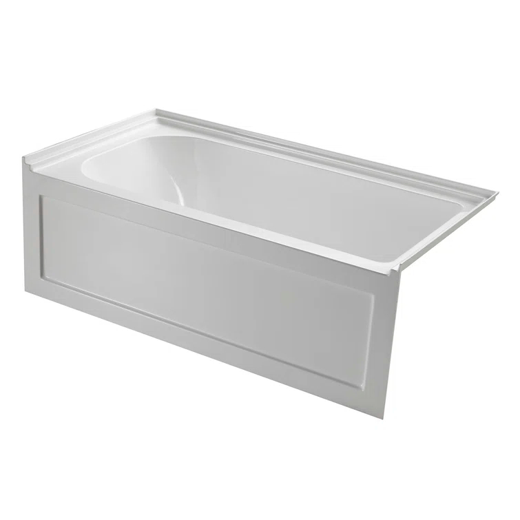 Kingston Brass Aqua Eden 60-Inch Acrylic Rectangular 3-Wall Alcove Tub with Anti-Skid Surface