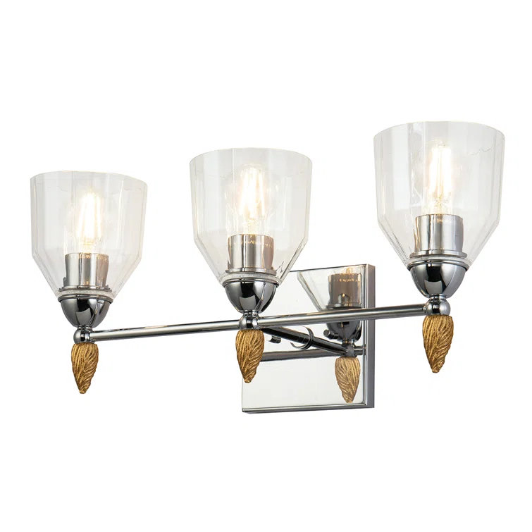 Felice Polished Chrome & Gold 3-Light Vanity Sconce