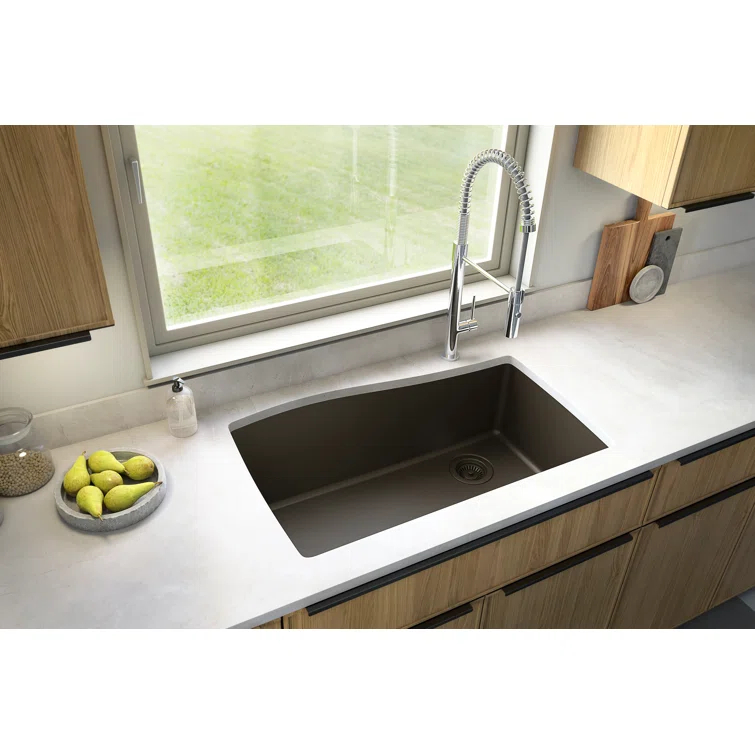 Karran Undermount Quartz Composite 33-1/2'' X 21'' Single Bowl Kitchen Sink