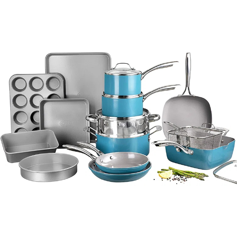 Gotham Steel 20 Piece Nonstick Cookware and Bakeware Set, Stay Cool Handles, Oven & Dishwasher Safe