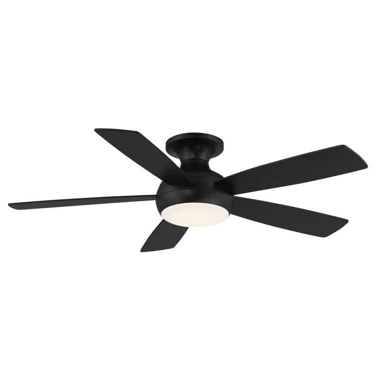 Odyssey 5- Blade Smart Flush Mount Ceiling Fan with Remote Control and LED Light Kit Included