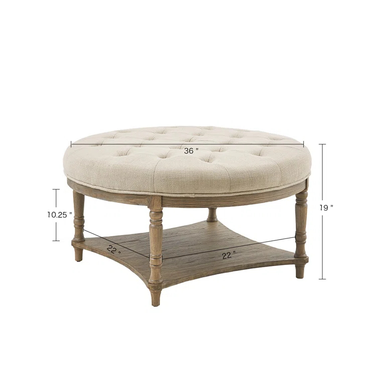 Martha Stewart Cedric Tufted Round Ottoman with Storage