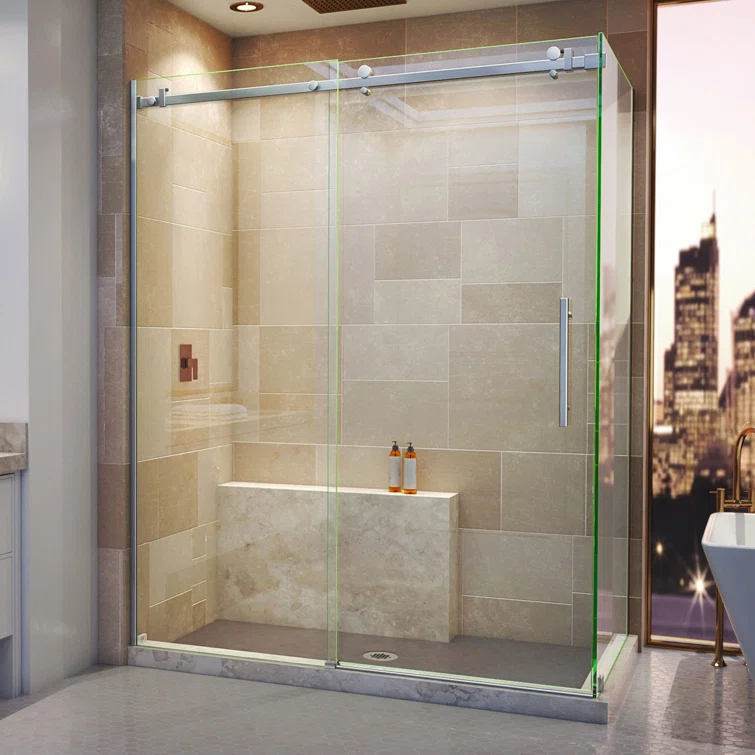 Enigma Air 60.38" W x 34.75" D x76" H Frameless Rectangle Walk In Shower Enclosure