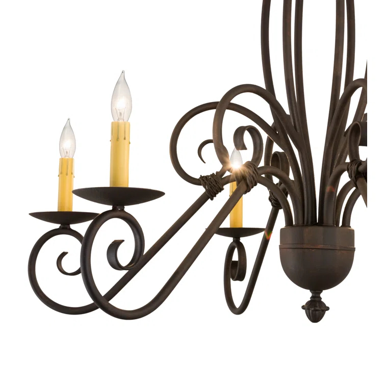 Squire 36" Wide 6-Light Copper Candle Chandelier