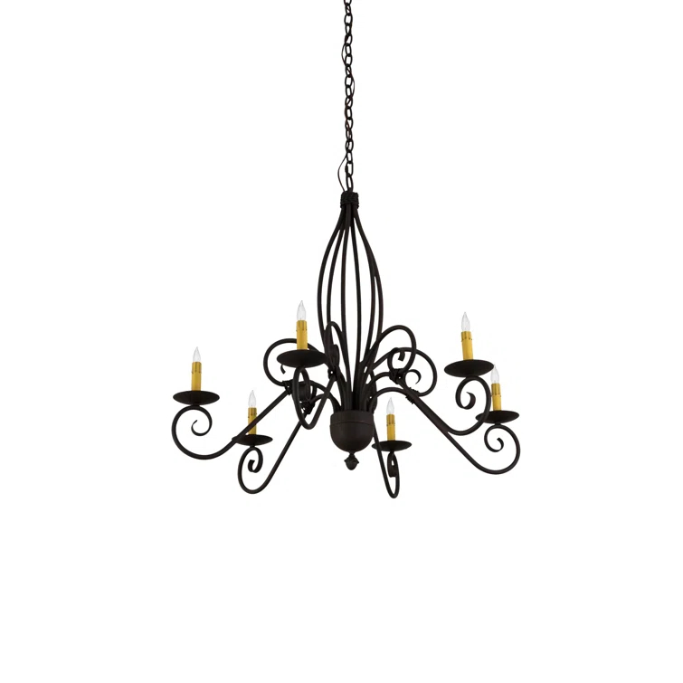 Squire 36" Wide 6-Light Copper Candle Chandelier