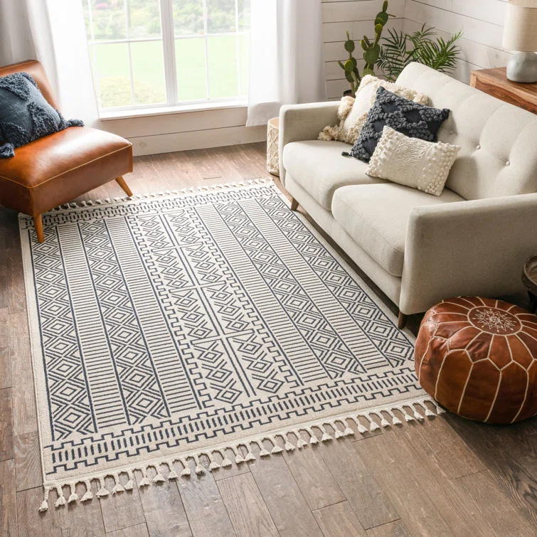 Geometric Dark Blue Area Rug