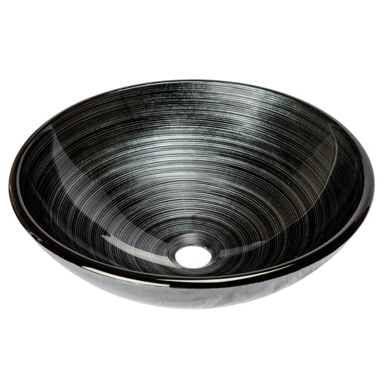 Eden Bath 16.38'' Tempered Glass Circular Bathroom Sink