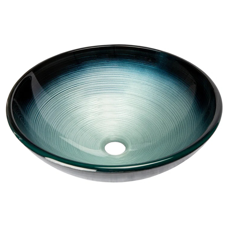 Eden Bath 16.38'' Tempered Glass Circular Bathroom Sink