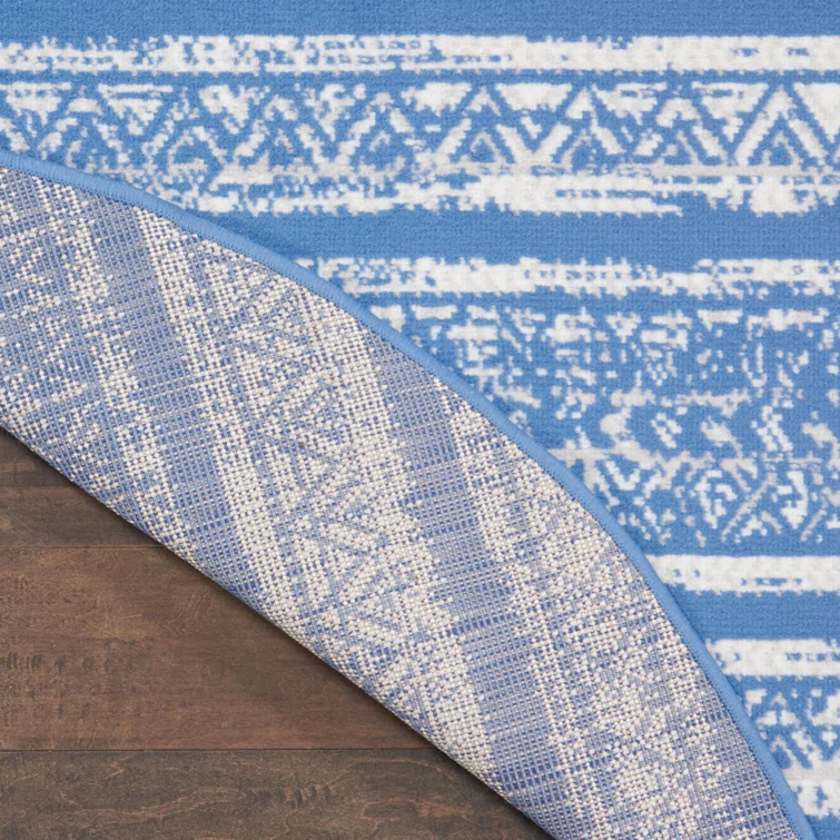 Pleasanton Abstract Blue/Ivory Area Rug