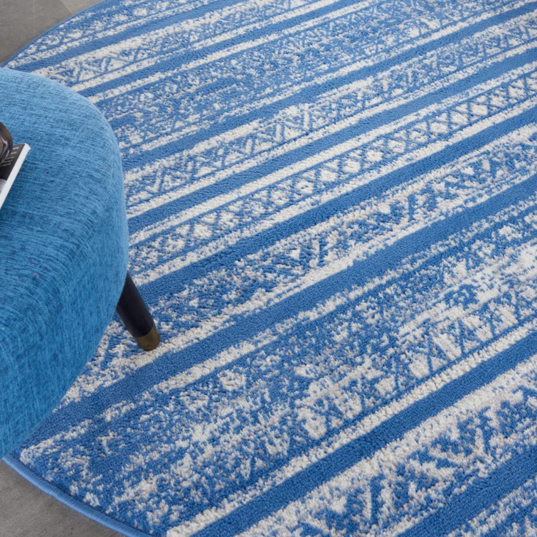 Pleasanton Abstract Blue/Ivory Area Rug