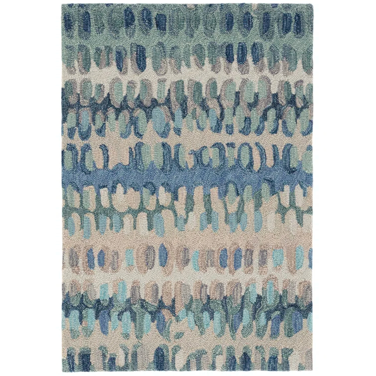 Paint Chip Abstract Hand Wool Indigo/Denim/Beige Area Rug