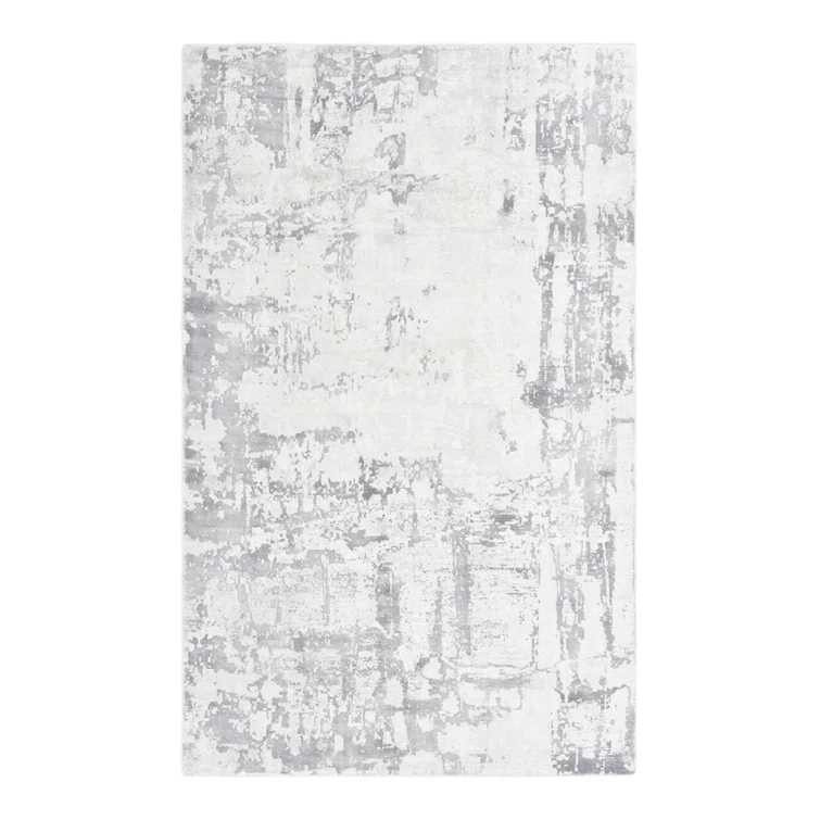Luxe Abstract Handcrafted Viscose Gray Area Rug, 9' x 12'
