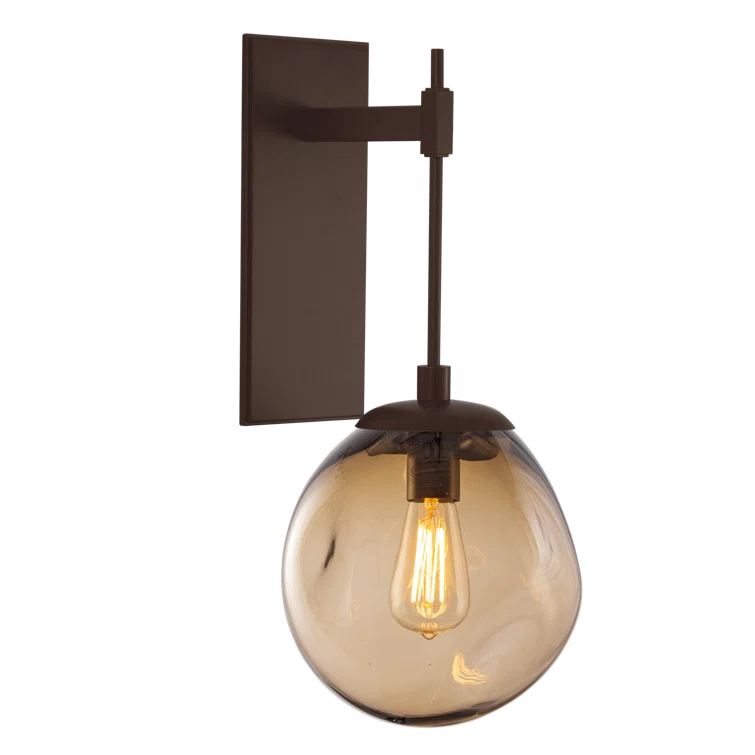 Bronze Dimmable Blown Glass Globe Wall Sconce