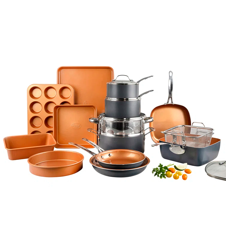 Gotham Steel 20 Piece Nonstick Cookware and Bakeware Set, Stay Cool Handles, Oven & Dishwasher Safe