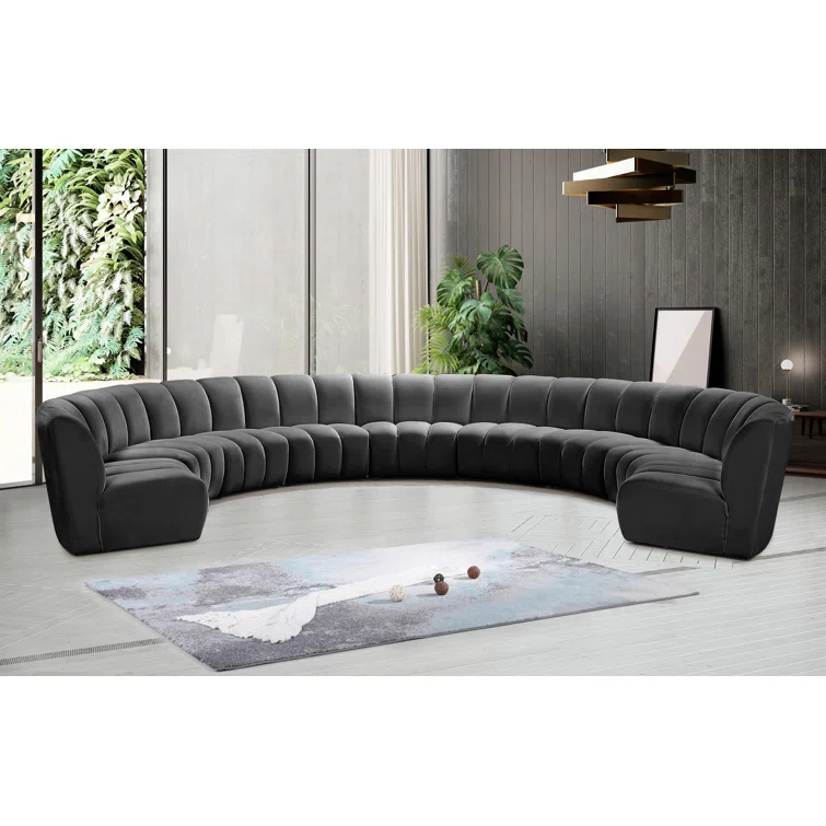 Edinger 9 - Piece Velvet Sectional