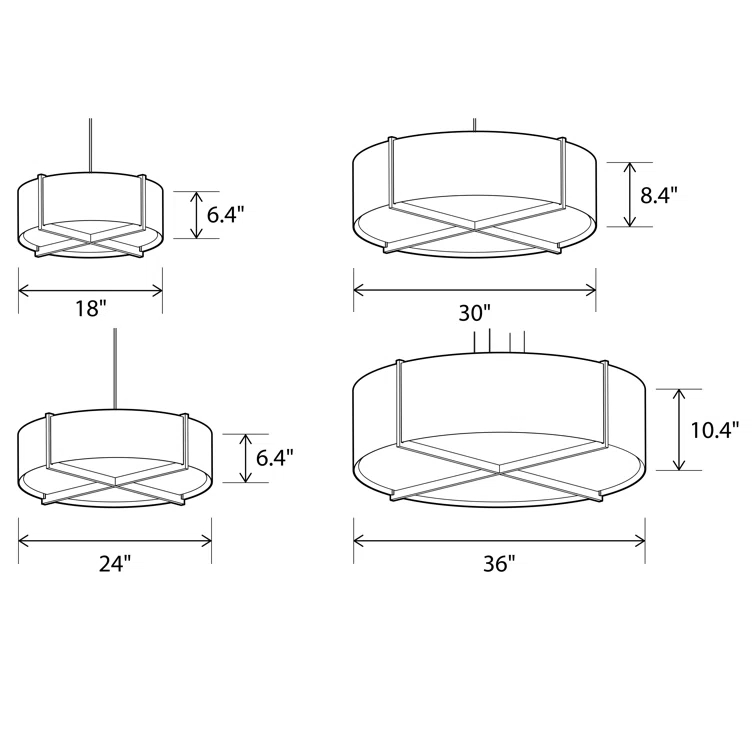 Plura 2 - Light Wood Dimmable Drum Chandelier