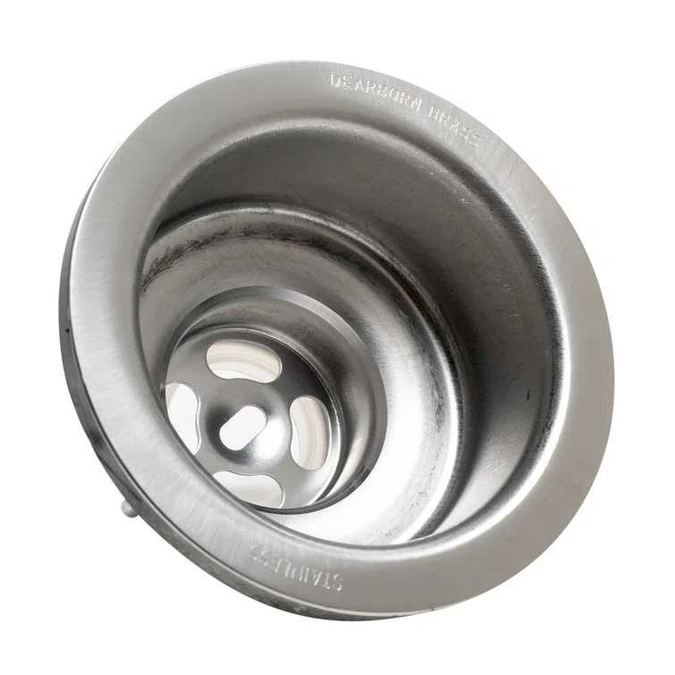 Sink Basket Strainer, Stainless Steel Body and Basket, Rubber Stopper w/ Metal Post