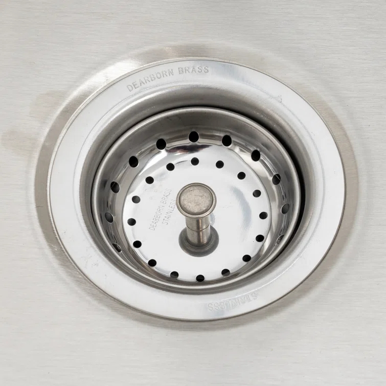 Sink Basket Strainer, Stainless Steel Body and Basket, Rubber Stopper w/ Metal Post