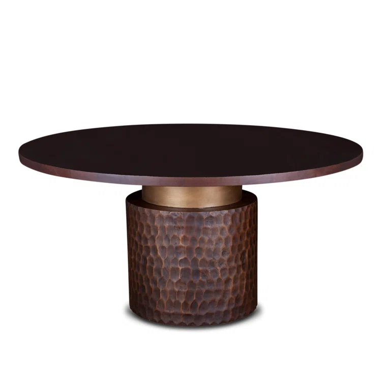 Contemporary Raw Walnut Reclaimed Mango Wood Round Dining Table