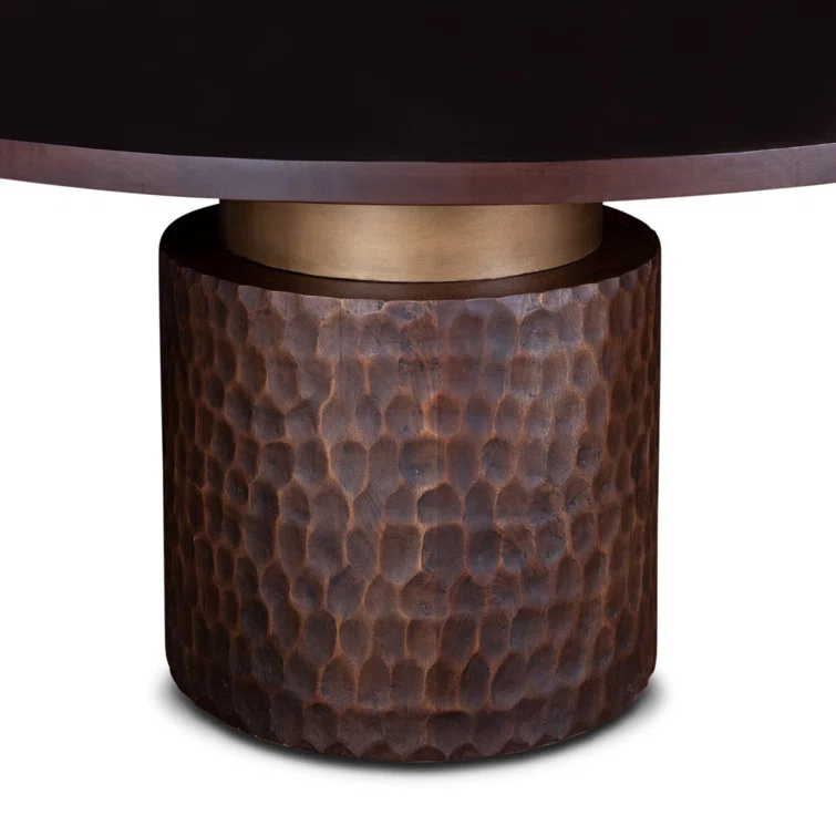 Contemporary Raw Walnut Reclaimed Mango Wood Round Dining Table