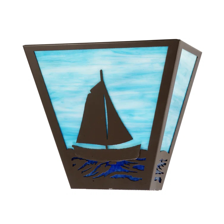 Timeless Bronze Sailboat 2-Light Glass Wall Sconce