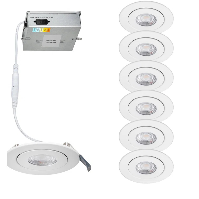 Lotos 4.75'' Selectable Color Temperature Dimmable Air-Tight IC Rated LED Canless Recessed Lighting Kit