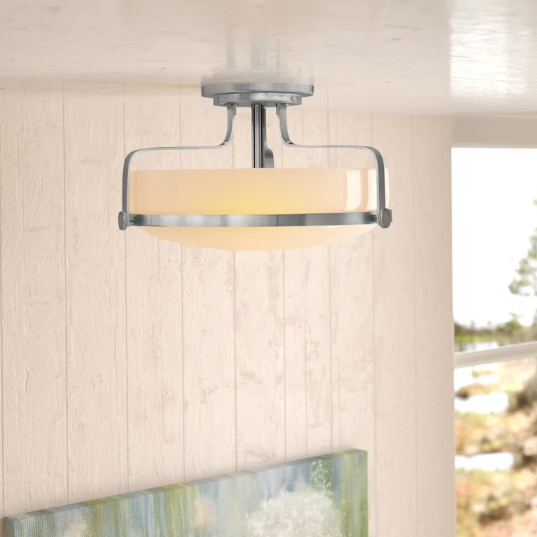 Harper Three Light 18" Retro Bowl Semi-Flush Mount Ceiling Light