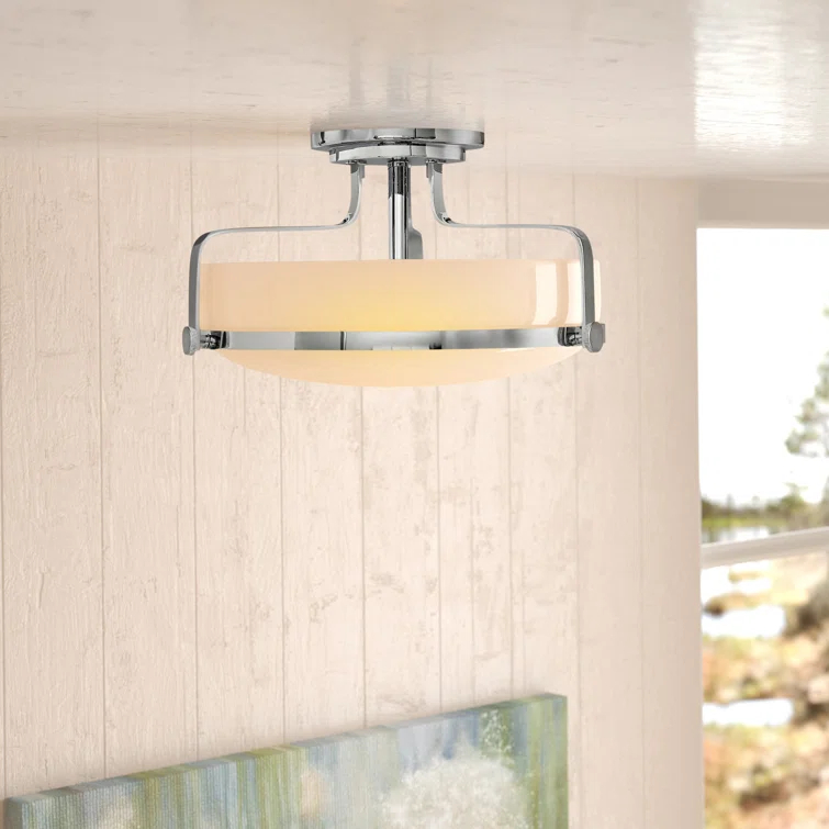 Harper Three Light 18" Retro Bowl Semi-Flush Mount Ceiling Light
