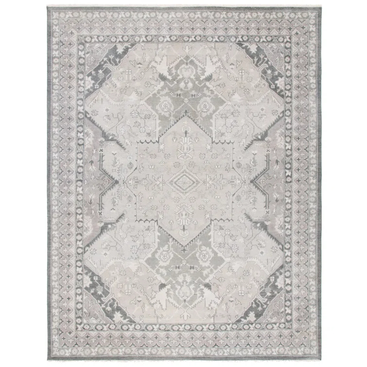 Dove Gray Hand-Knotted Wool Blend 8' x 10' Nomadic Rug