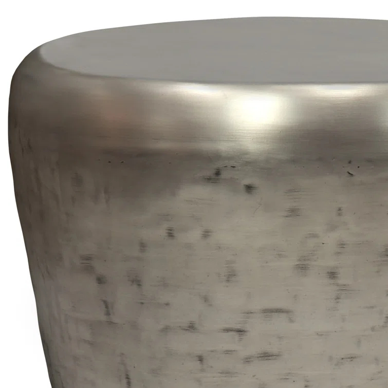 Garvy 20"W Metal Industrial End Table with Drum Design, Assembled