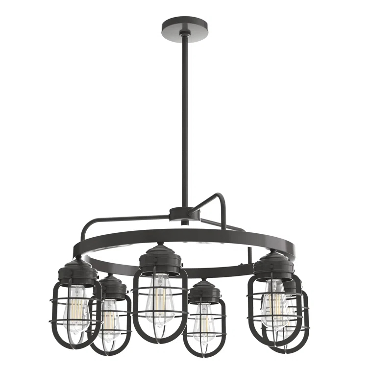 Starklake 6 - Light Unique / Statement Wagon Wheel Chandelier