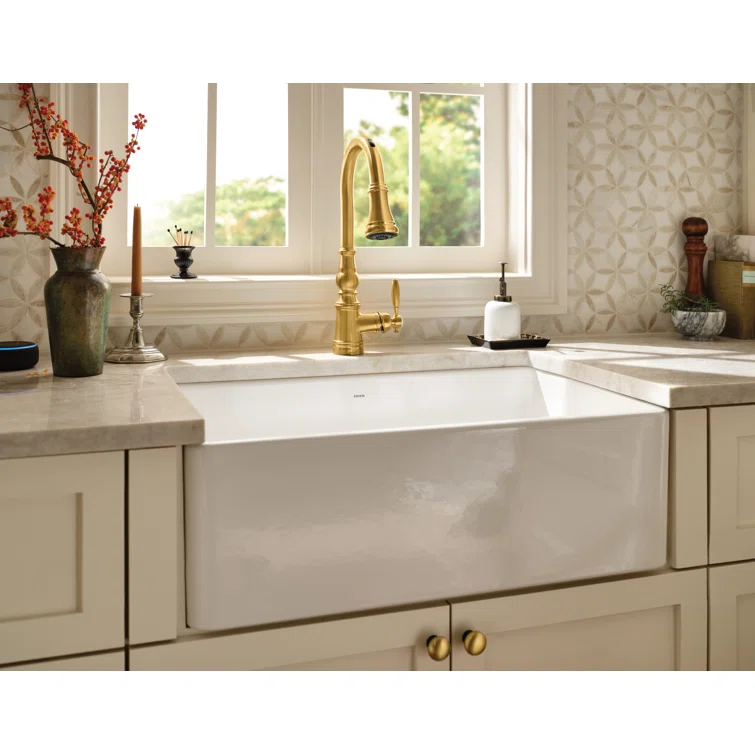 FC3319101810 Moen Fireclay 30" L X 19" W Farmhouse Kitchen Sink