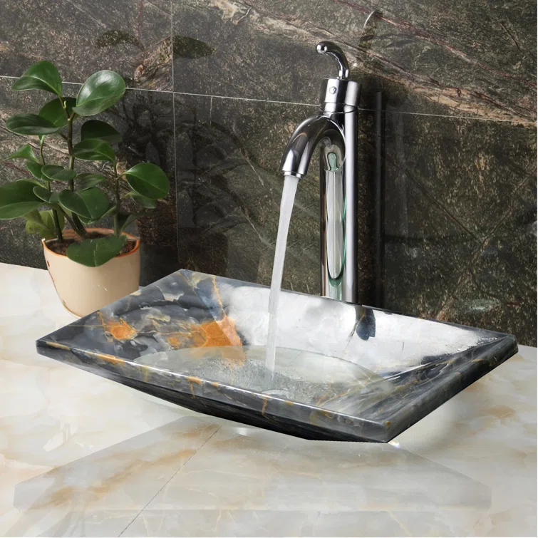 AA Warehousing 13'' Gray Stone Rectangular Bathroom Sink